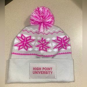 High Point University pink and gray beanie